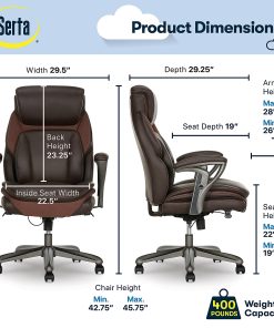 Serta® SmartLayers™ Everett Big & Tall Ergonomic Vegan Leather High-Back Executive Office Chair, Dark Brown/Dark Gray 2