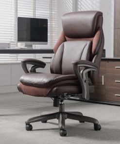 Serta® SmartLayers™ Everett Big & Tall Ergonomic Vegan Leather High-Back Executive Office Chair, Dark Brown/Dark Gray