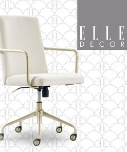 Elle Décor Giselle Modern Ergonomic Fabric Mid-Back Home Office Desk Chair, French Cream/Gold 2