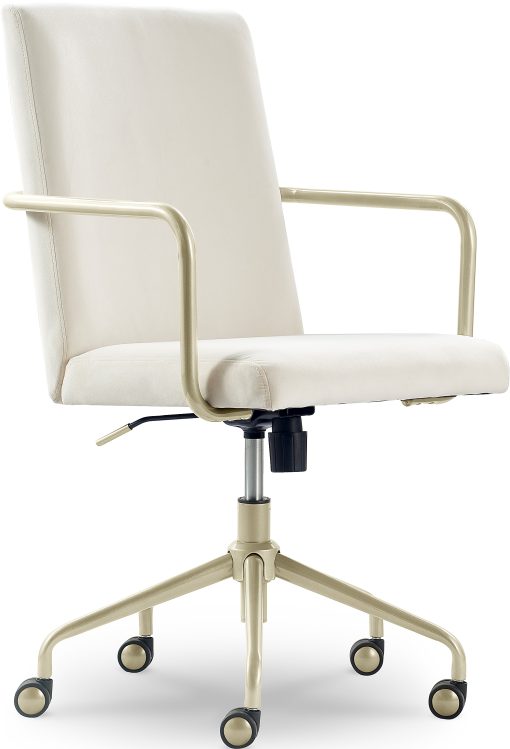 Elle Décor Giselle Modern Ergonomic Fabric Mid-Back Home Office Desk Chair, French Cream/Gold