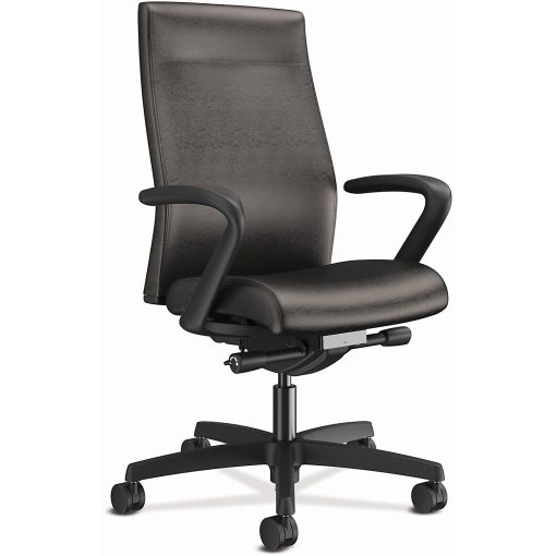 HON® Ignition® 2.0 Vinyl Mid-Back Task Chair With Fixed T-Arms, Black - Image 2