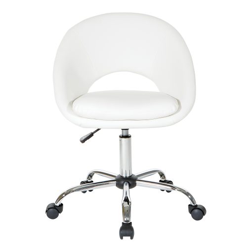 Office Star Milo Mid-Back Office Chair, White/Chrome - Image 2