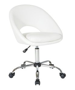 Office Star Milo Mid-Back Office Chair, White/Chrome