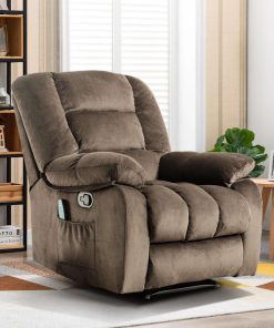 Bestier Oversized Fabric Recliner With 8-Point Vibration Massage, Camel