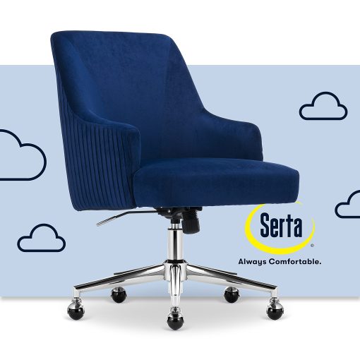 Serta® Scarlett Ergonomic Fabric Mid-Back Home Office Chair, Midnight Blue - Image 2