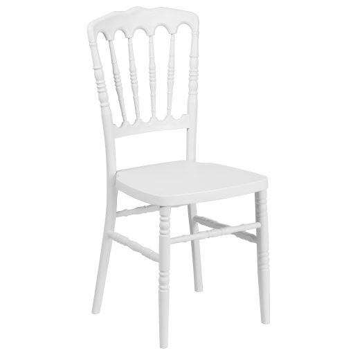 Flash Furniture HERCULES Series Resin Stacking Napoleon Chair, White - Image 2