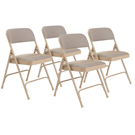 National Public Seating 2200 2-Hinge Folding Chairs, Beige, Set Of 4 Chairs