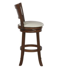 Office Star Faux Leather Swivel Counter Height Stool With Back, Cream/Dark Walnut 2