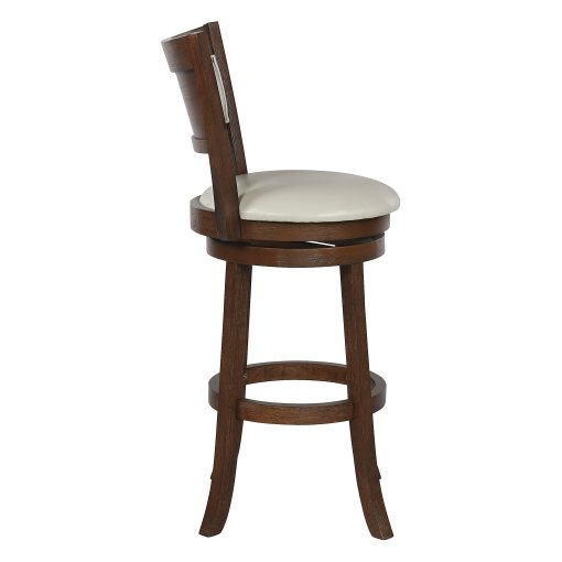 Office Star Faux Leather Swivel Counter Height Stool With Back, Cream/Dark Walnut - Image 2