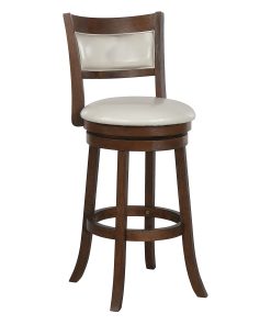 Office Star Faux Leather Swivel Counter Height Stool With Back, Cream/Dark Walnut