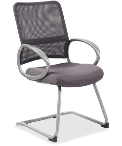 Boss Office Products Mesh Guest Chair, Charcoal Gray/Pewter 2