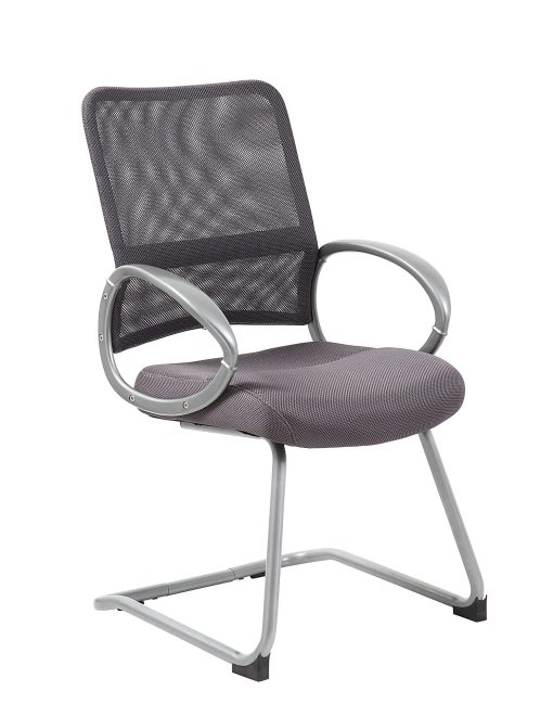 Boss Office Products Mesh Guest Chair, Charcoal Gray/Pewter