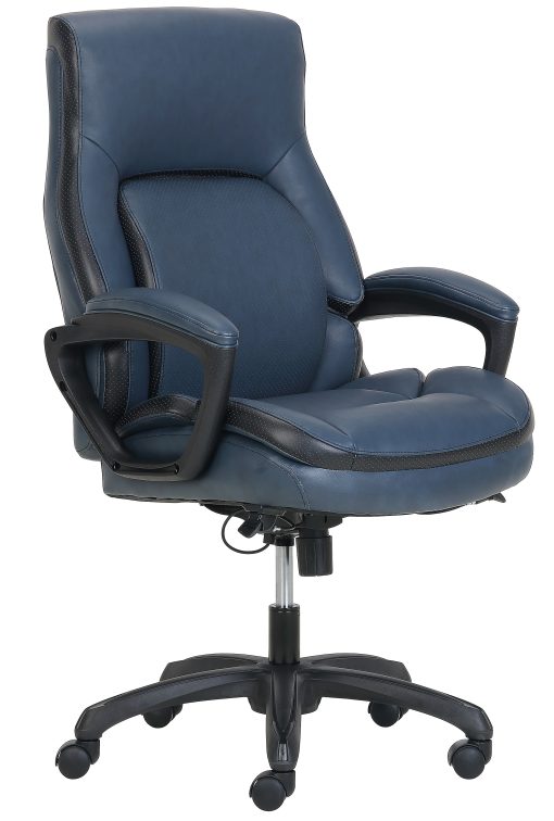 Shaquille O'Neal™ Amphion Ergonomic Bonded Leather High-Back Executive Office Chair, Navy/Black