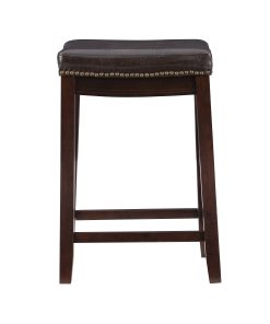 Linon Walker Backless Faux Leather Counter Stool, Dark Brown/Brown 2