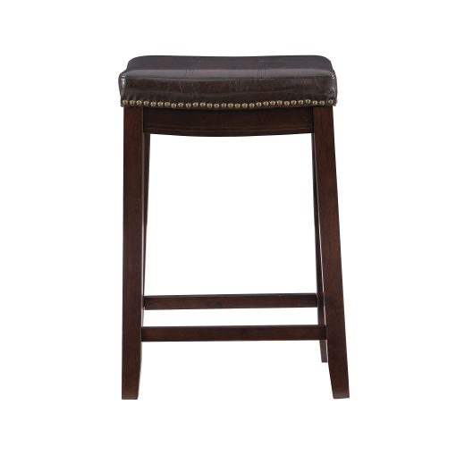 Linon Walker Backless Faux Leather Counter Stool, Dark Brown/Brown - Image 2