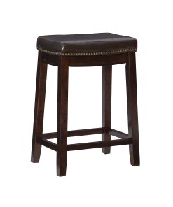Linon Walker Backless Faux Leather Counter Stool, Dark Brown/Brown