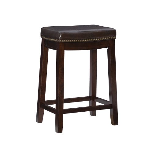 Linon Walker Backless Faux Leather Counter Stool, Dark Brown/Brown