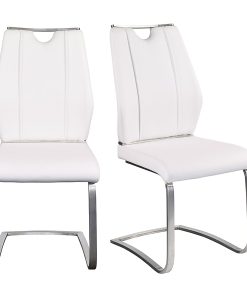 Eurostyle Lexington Side Chairs, White/Brushed Steel, Set Of 2 Chairs