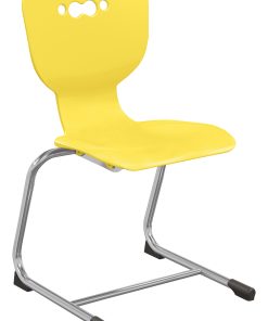 Hierarchy Stackable Cantilever Student Chairs, 18", Yellow/Chrome, Set Of 5 Chairs