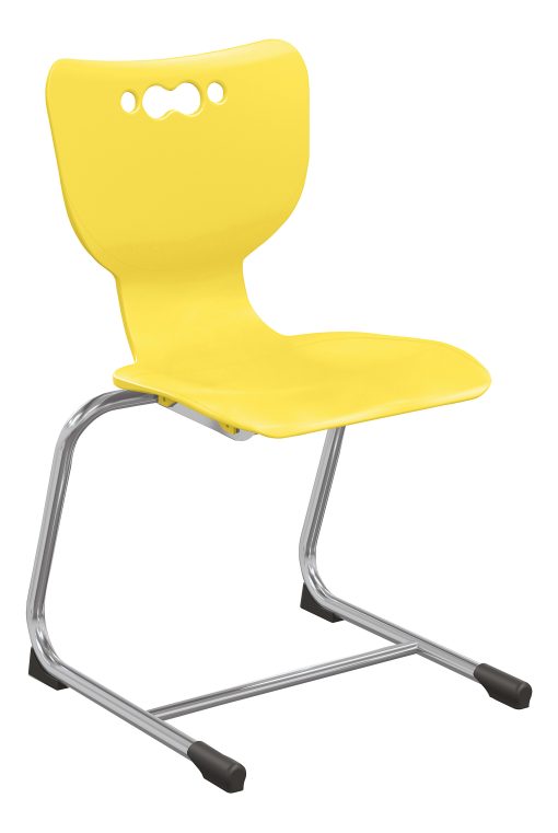 Hierarchy Stackable Cantilever Student Chairs, 18", Yellow/Chrome, Set Of 5 Chairs