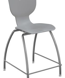 Hierarchy 4-Leg School Stool, 24", Gray/Chrome