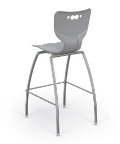 Hierarchy 4-Leg School Stool, 30″, Gray/Chrome 2
