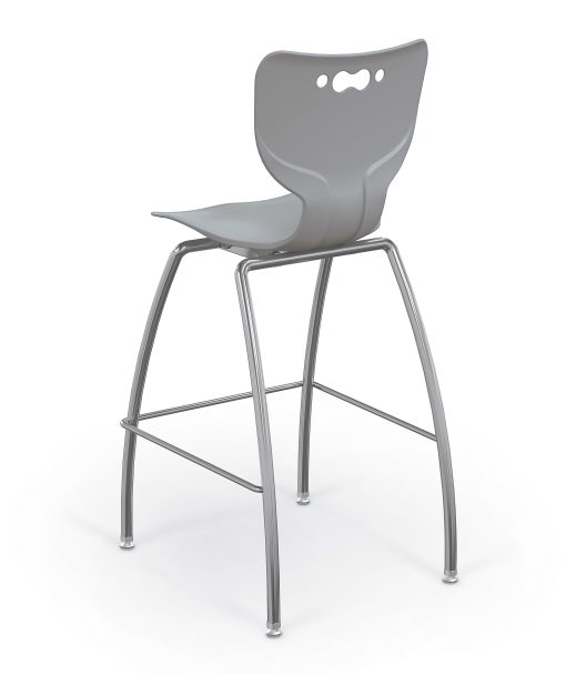 Hierarchy 4-Leg School Stool, 30", Gray/Chrome - Image 2