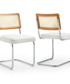Glamour Home Aziel Boucle Dining Accent Chairs, White, Set Of 2 Chairs