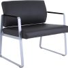 Flash Furniture Leathersoft Sled Base Side Reception Chair with Flip Up Arms, Black 4