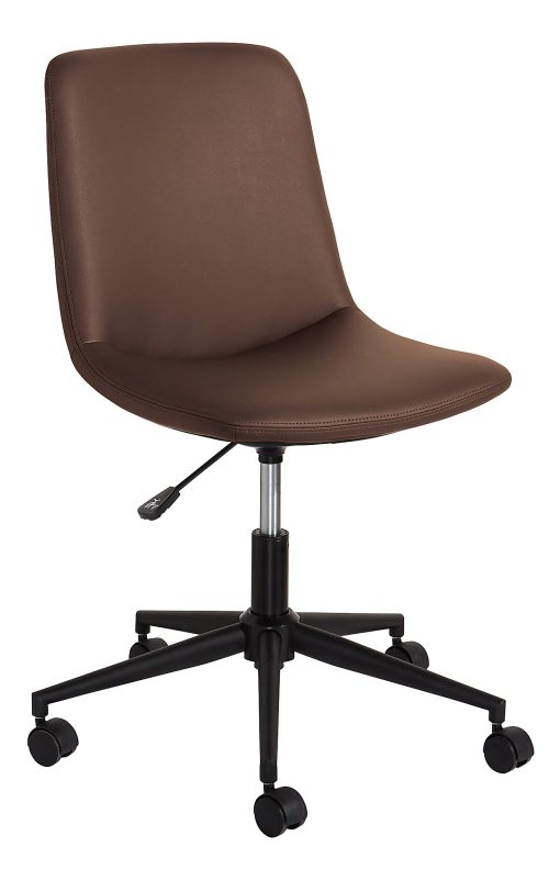 Realspace® Praxley Faux Leather Low-Back Task Office Chair, Brown, BIFMA Compliant