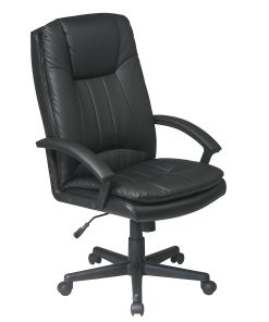 Office Star™ Deluxe Bonded Leather High-Back Executive Chair, Black
