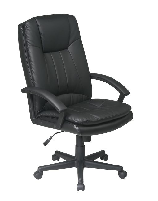 Office Star™ Deluxe Bonded Leather High-Back Executive Chair, Black