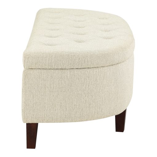 Office Star Jaycee Wood/Fabric Storage Bench, 19”H x 59-1/2”W x 22-1/4”D, Brown/Linen - Image 2