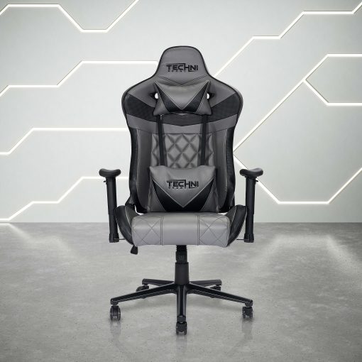 Techni Sport Ergonomic Faux Leather Computer Gaming Chair, Gray - Image 2