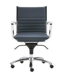 Eurostyle Dirk Faux Leather Low-Back Commercial Office Chair, Chrome/Blue 2
