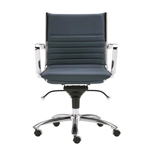Eurostyle Dirk Faux Leather Low-Back Commercial Office Chair, Chrome/Blue - Image 2