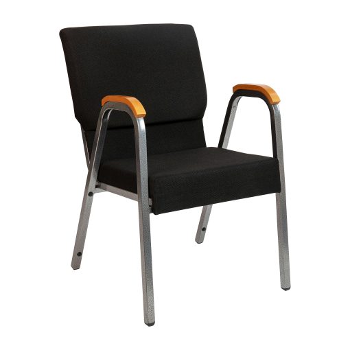 Flash Furniture HERCULES Series Stacking Wood Accent Arm Church Chair, Black/Silver - Image 2