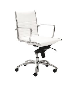 Eurostyle Dirk Faux Leather Low-Back Commercial Office Chair, Chrome/White 2