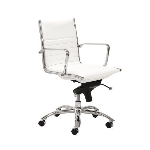 Eurostyle Dirk Faux Leather Low-Back Commercial Office Chair, Chrome/White - Image 2