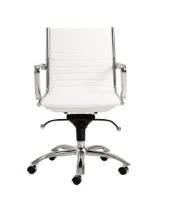 Eurostyle Dirk Faux Leather Low-Back Commercial Office Chair, Chrome/White