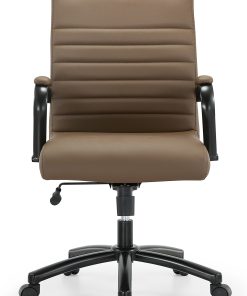Realspace® Modern Comfort Winsley Bonded Leather Mid-Back Manager Office Chair, Brown/Black, BIFMA Compliant 2
