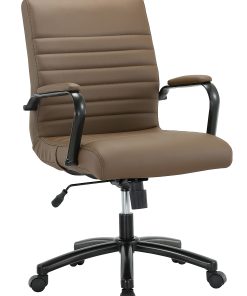 Realspace® Modern Comfort Winsley Bonded Leather Mid-Back Manager Office Chair, Brown/Black, BIFMA Compliant