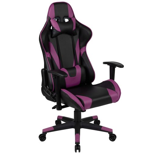Flash Furniture X20 Ergonomic LeatherSoft High-Back Racing Gaming Chair, Purple - Image 2