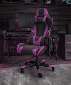 Flash Furniture X20 Ergonomic LeatherSoft High-Back Racing Gaming Chair, Purple