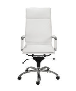 Eurostyle Gunar Pro Faux Leather High-Back Commercial Office Chair, Chrome/White 2