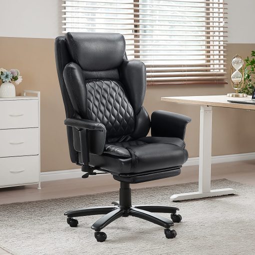 Bestier Ergonomic Faux Leather High-Back Executive Office Chair, Black - Image 2