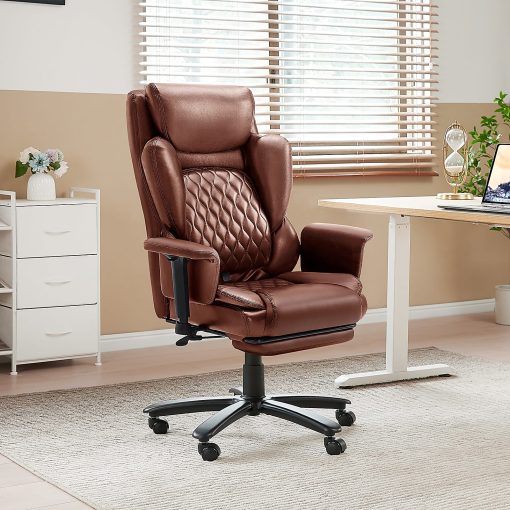 Bestier Ergonomic Faux Leather High-Back Executive Office Chair, Brown - Image 2