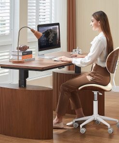 Bestier Ergonomic Faux Leather Mid-Back Armless Office Task Chair With Swivel Curved Seat, White 2