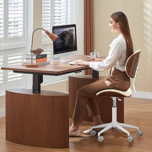 Bestier Ergonomic Faux Leather Mid-Back Armless Office Task Chair With Swivel Curved Seat, White - Image 2