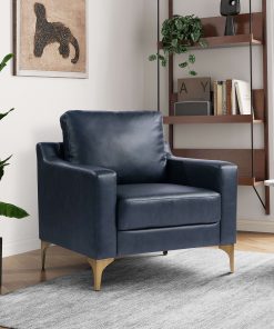 Serta Florence Faux Leather Guest Chair, Navy 2